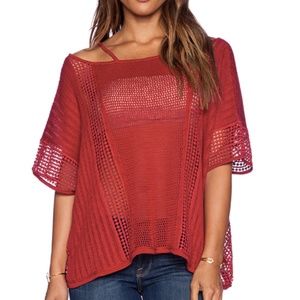 Free People Open Shoulder Top in Raspberry